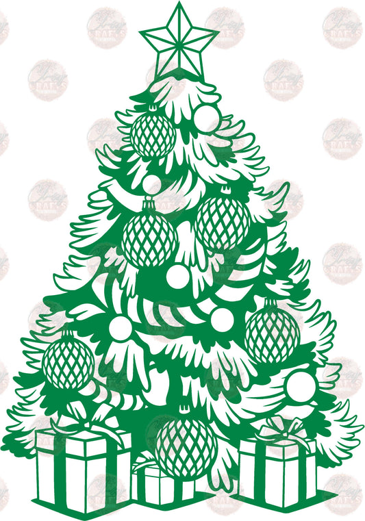 Green Christmas Tree & Gifts - Sublimation Transfers