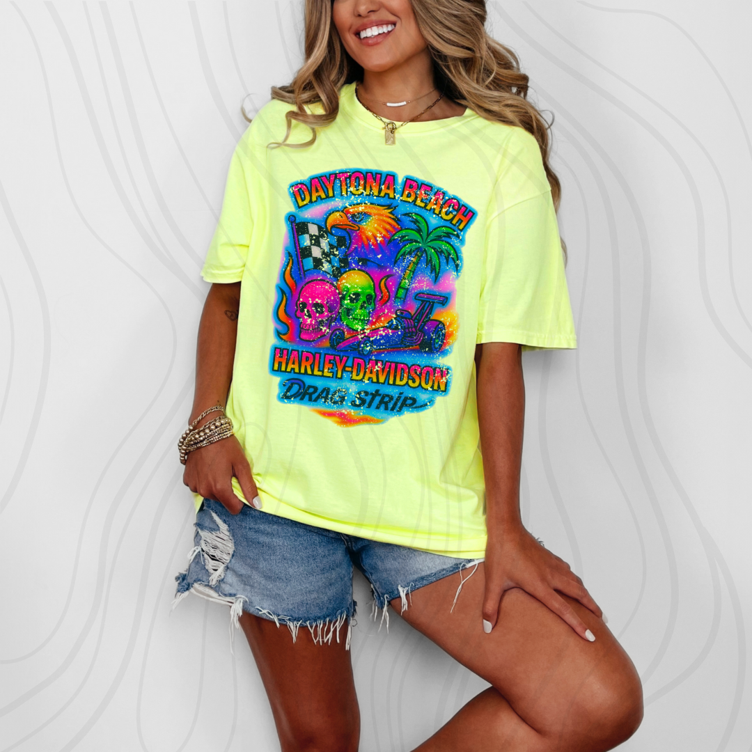 HD Strip Neon Skull Distressed Transfer