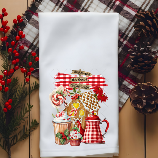 Hot Cocoa Gingerbread Tea Towel Transfer