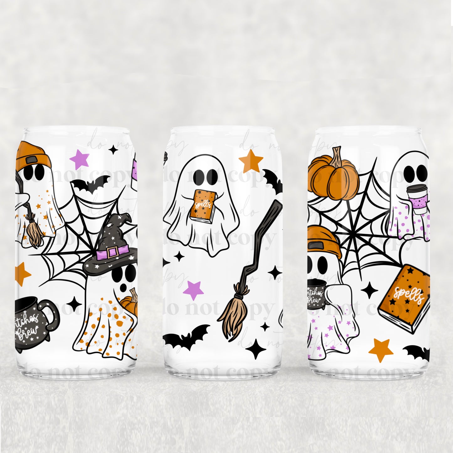 Halloween Ghost Purple 16oz Libbey Wrap Transfer