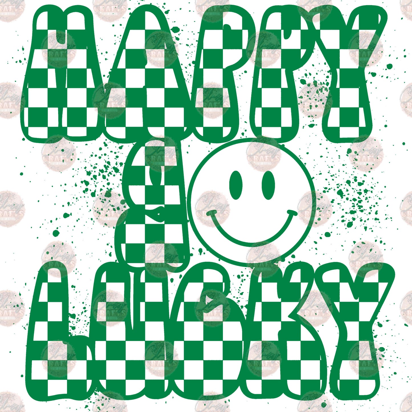 Happy Go Lucky Green Checkered Transfer