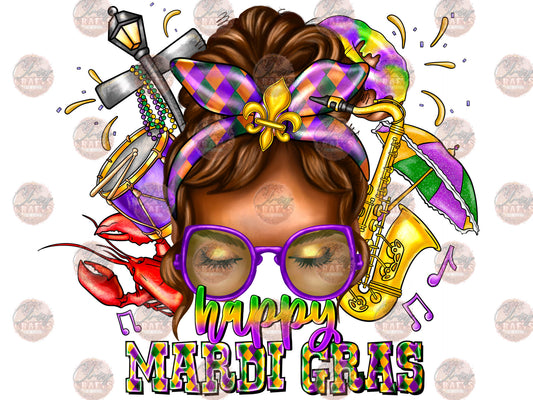 Happy Mardi Gras Girl - Sublimation Transfers