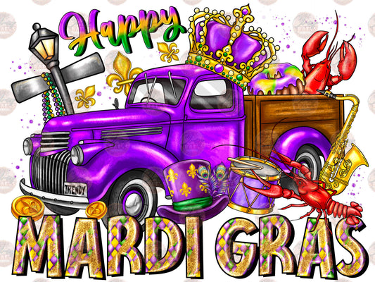 Happy Mardi Gras Truck - Sublimation Transfers