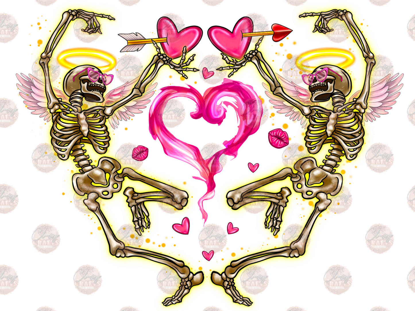 Heart Skeleton Valentine Transfer