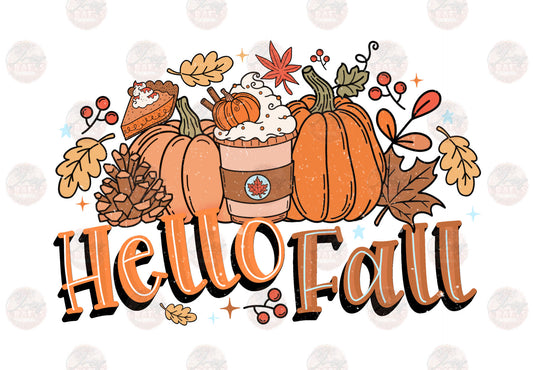 Hello Fall Pumpkins & Lattes - Sublimation Transfer