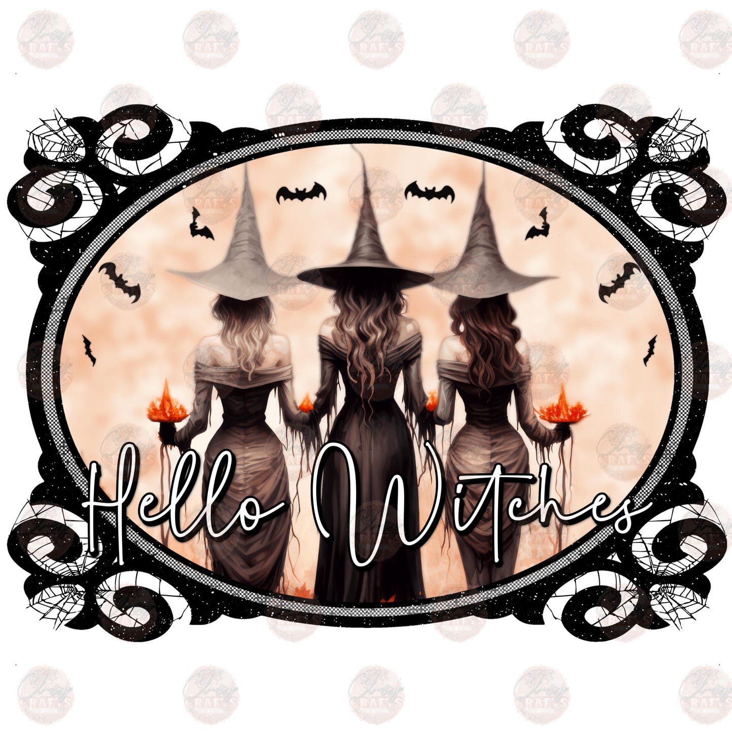 Hello Witches Vintage Transfer