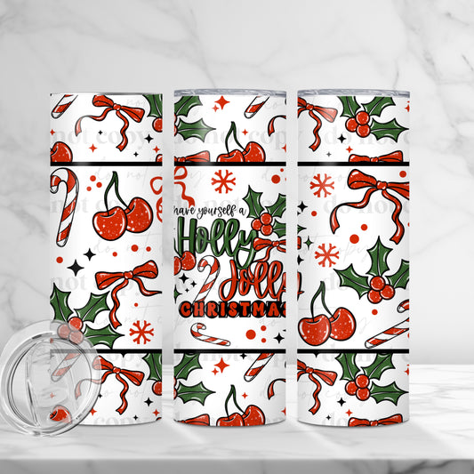 Holly Jolly Wrap Tumbler Transfer
