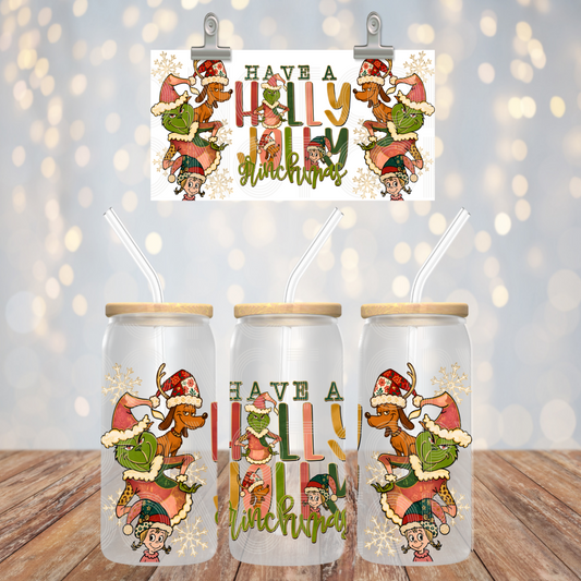 Holly Jolly Gmas Libbey 16 Oz Transfer