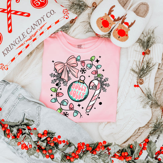 Holly Jolly Pink Bow Transfer