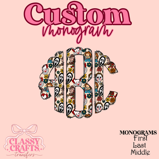 Horror Guys - Custom Monogram Transfer