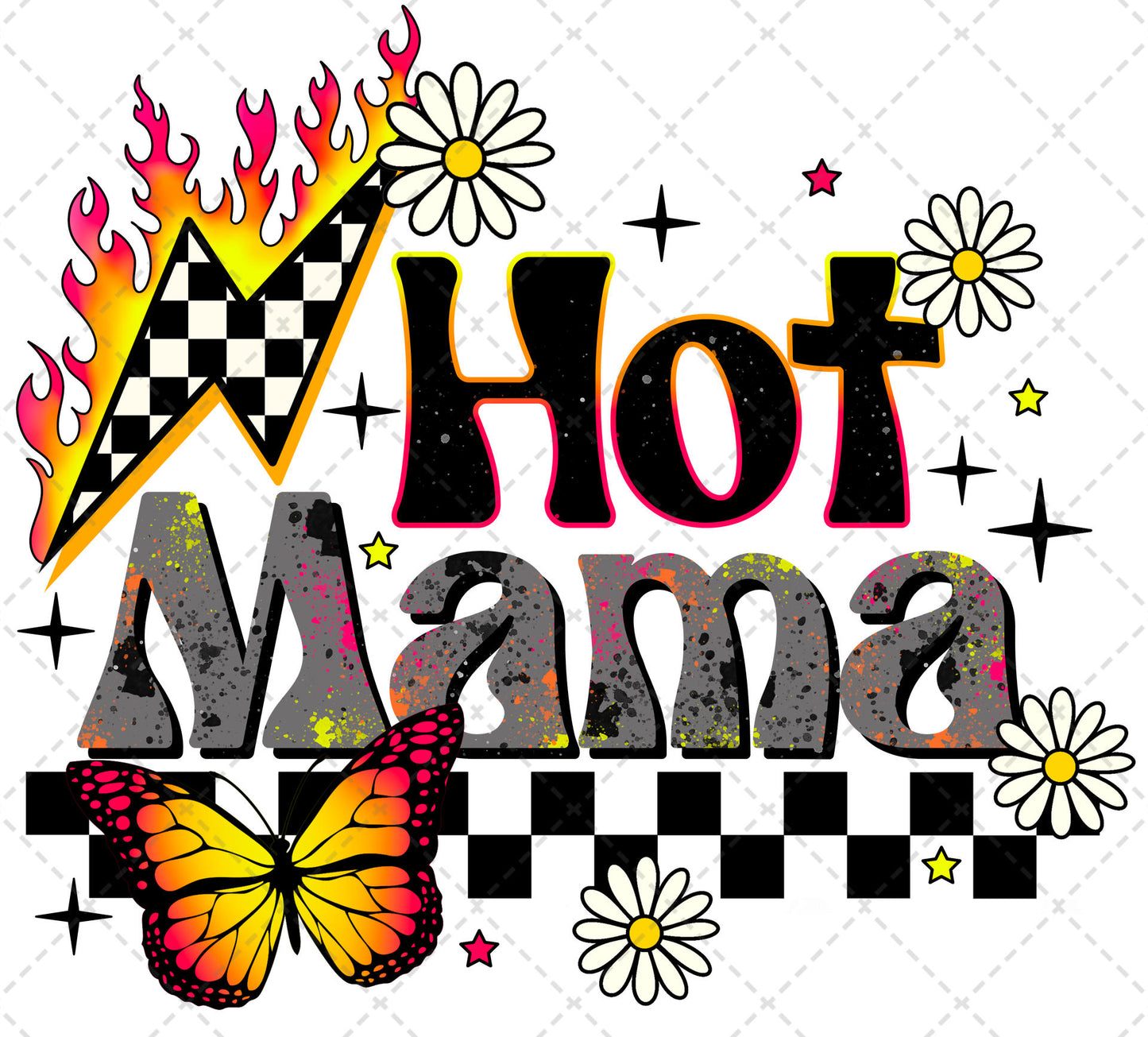 Hot Mama Retro Butterfly Transfer