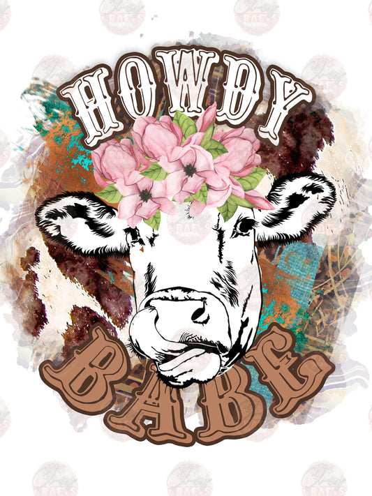 Howdy Baby Floral Heifer - Sublimation Transfers