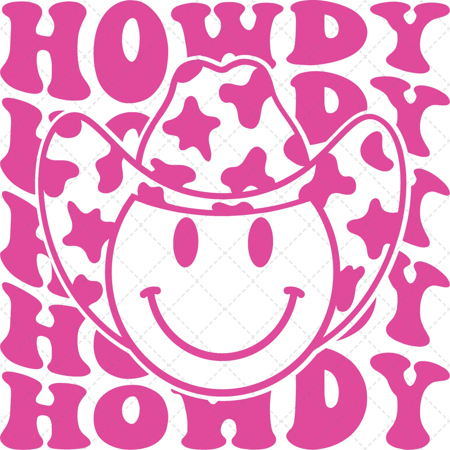 Howdy Pink Smiley Transfer