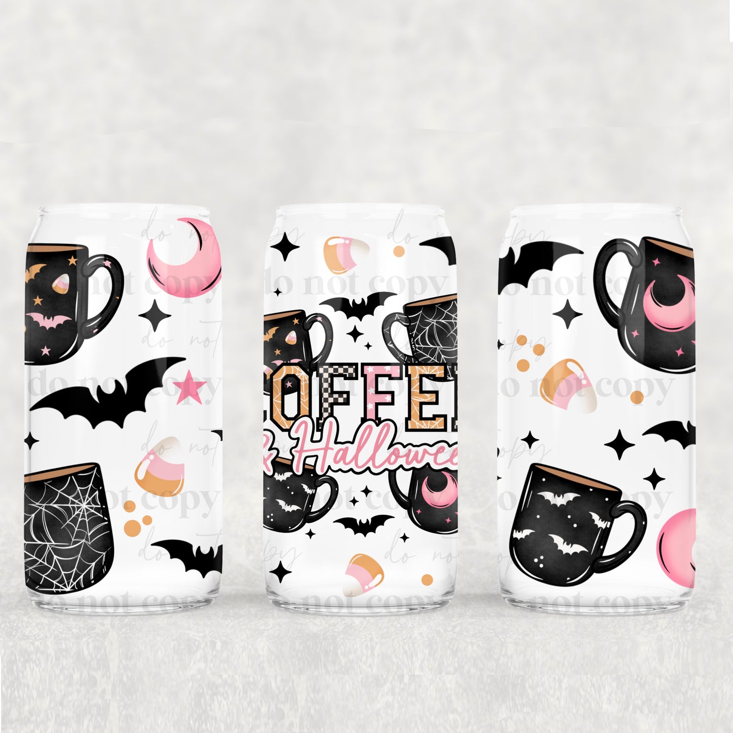 Coffee And Halloween 16oz Libbey Wrap Transfer