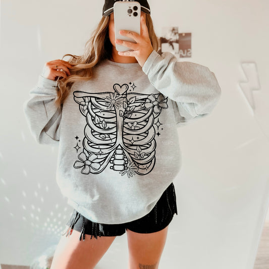 Floral Rib Cage Single Color Transfer