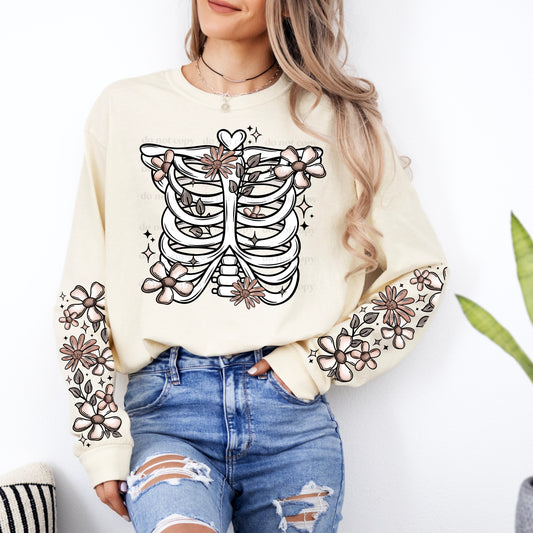 Floral Ribcage Transfer **TWO PART* SOLD SEPARATELY**