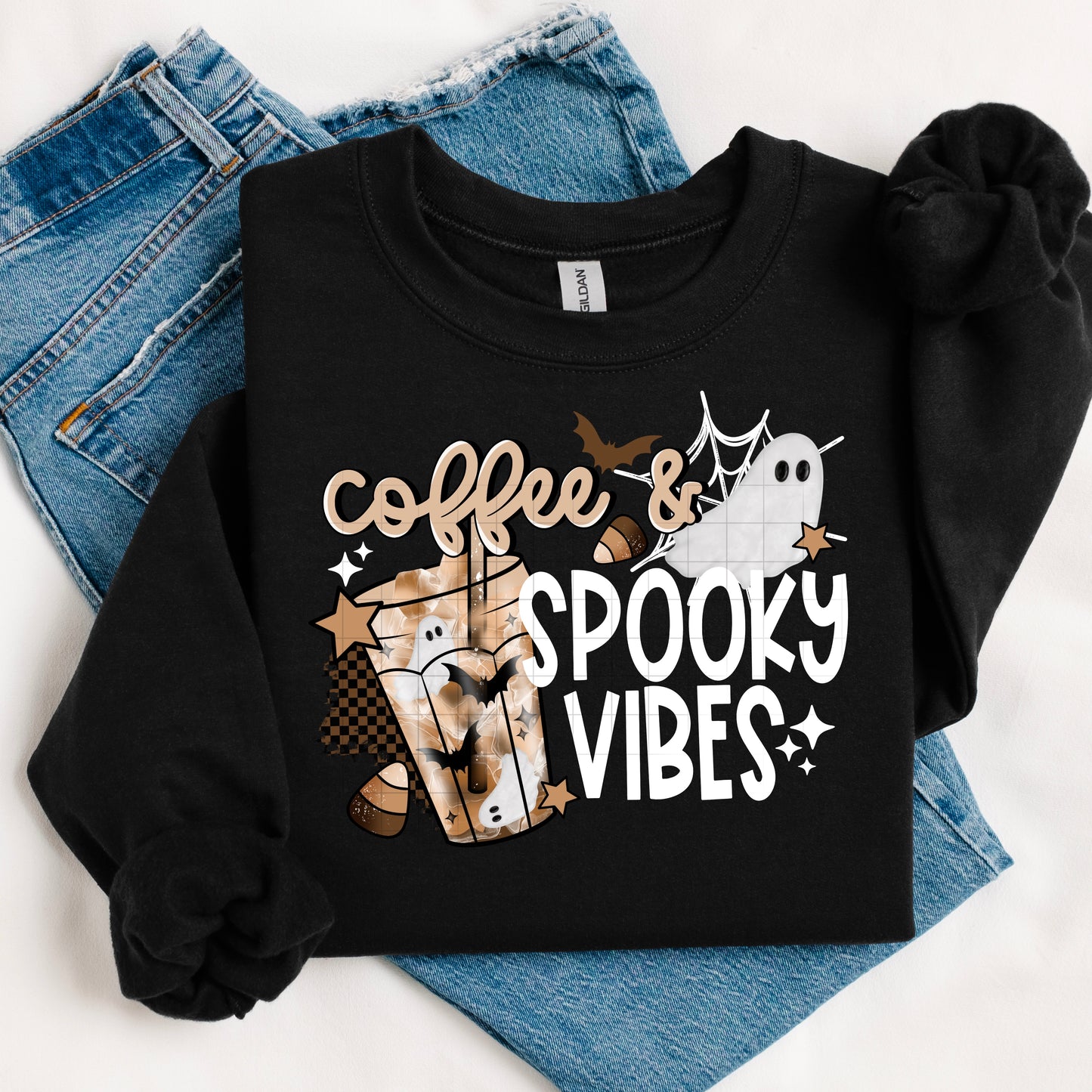 Coffee And Spooky Vibes Black Transfer