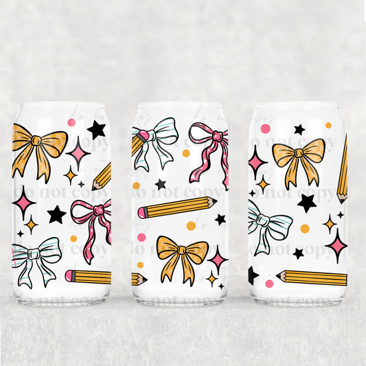 School Bows 16oz Libbey Wrap Transfer