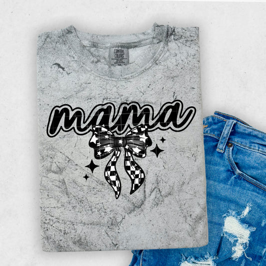 Mama Checkered Bow Transfer