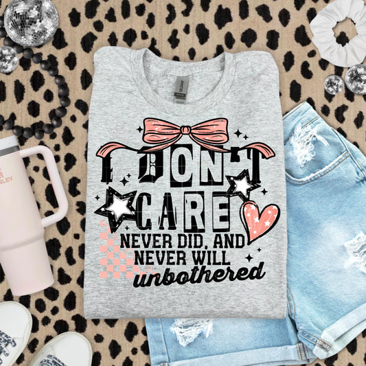 I Don't Care Pink Black Transfer