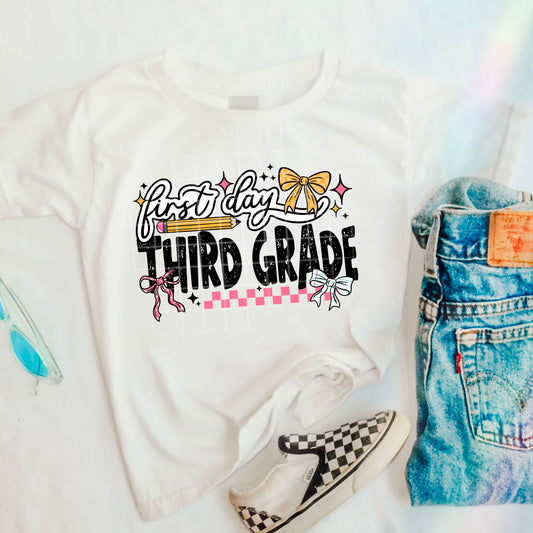 First Day 3rd Grade Coquette Transfer