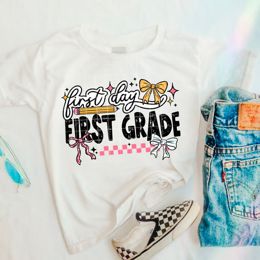 First Day 1st Grade Coquette Transfer