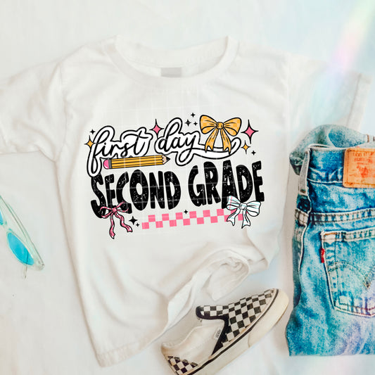 First Day 2nd Grade Coquette Transfer