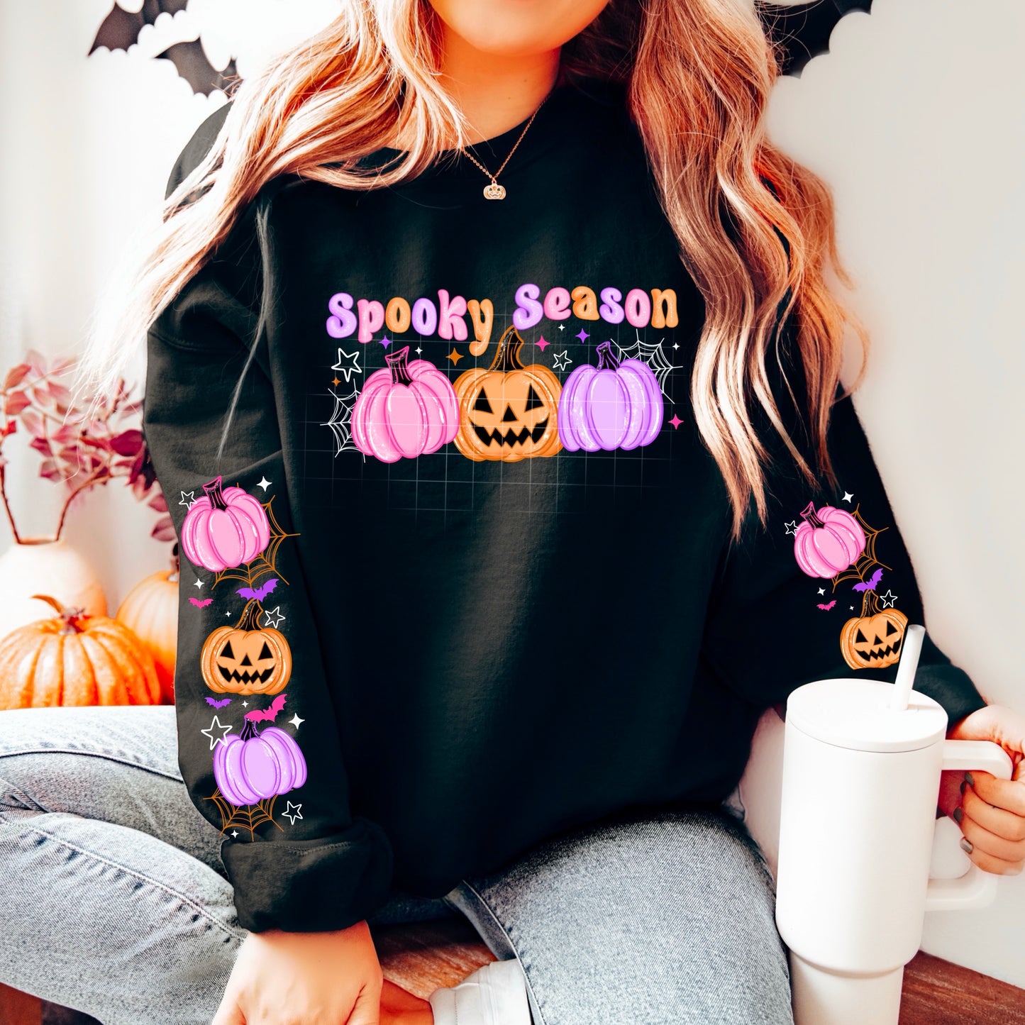 Spooky Season Colorful Pumpkins Transfer ** TWO PART* SOLD SEPARATELY**