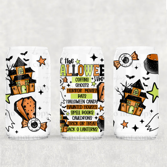 All The Halloween Vibes 16oz Libbey Wrap Transfer