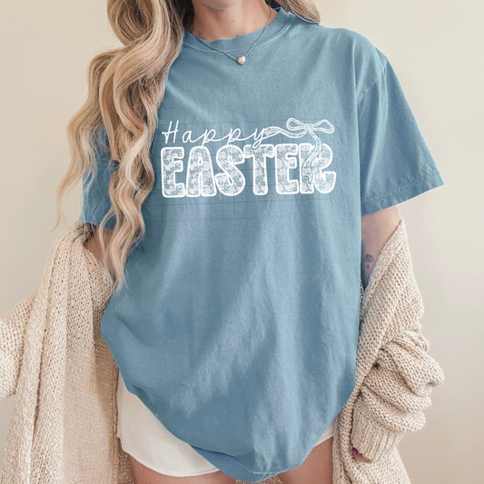 Happy Easter White Lace Transfer