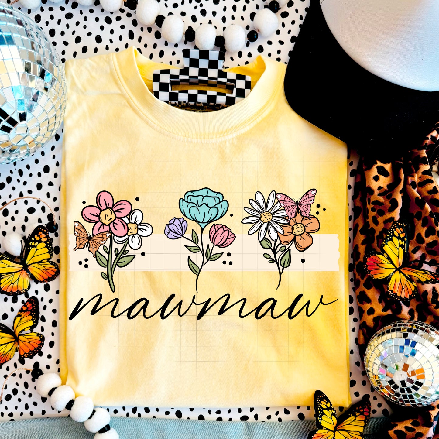 Mamaw Floral Transfer