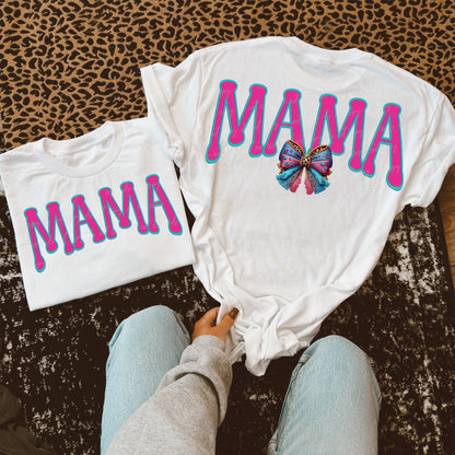 Hot Pink Mama Bow Transfer ** TWO PART* SOLD SEPARATELY**