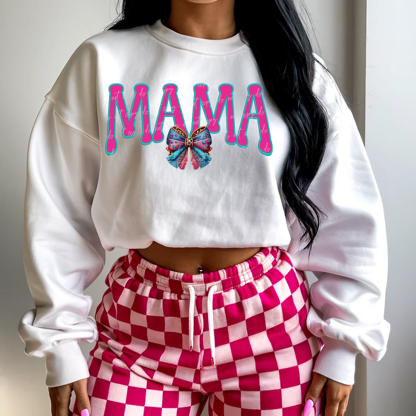 Hot Pink Mama Bow Transfer ** TWO PART* SOLD SEPARATELY**