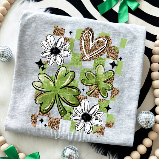 Leopard Shamrock Checker Transfer