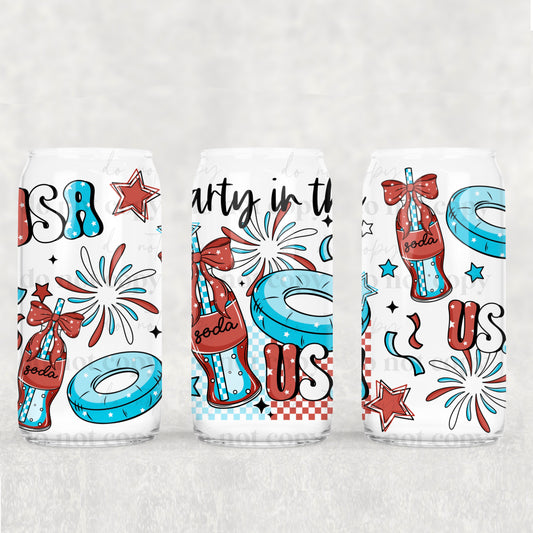Party In The USA 16oz Libbey Wrap Transfer