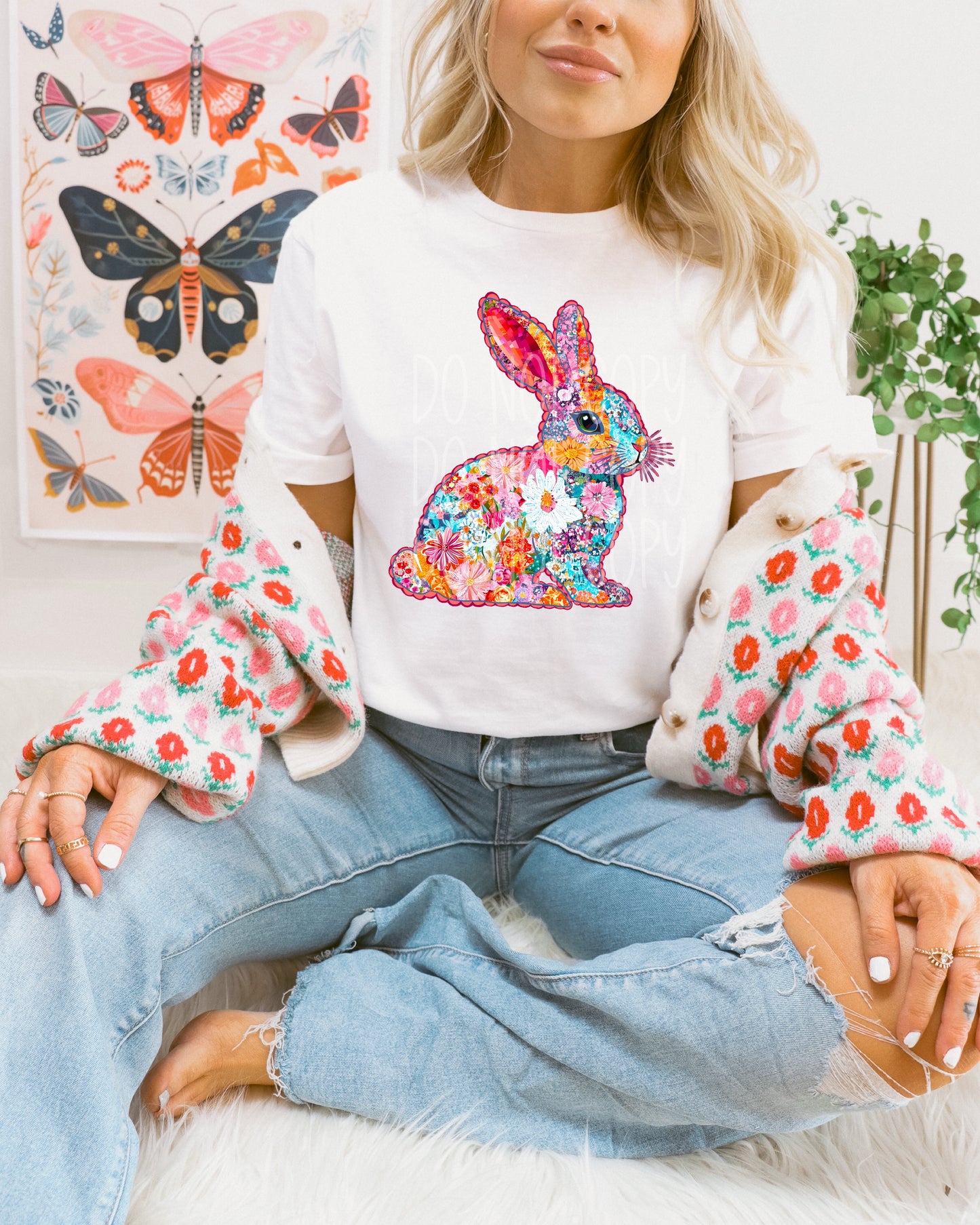 Floral Bunny Transfer