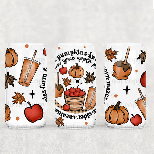 Fall Things 16oz Libbey Wrap Transfer