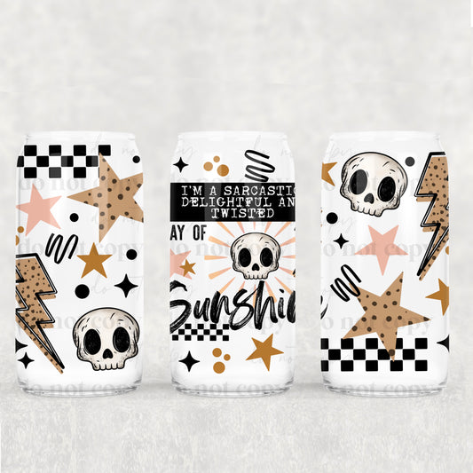 Sarcastic Twisted Ray Of Sunshine 16 Oz Libbey Transfer