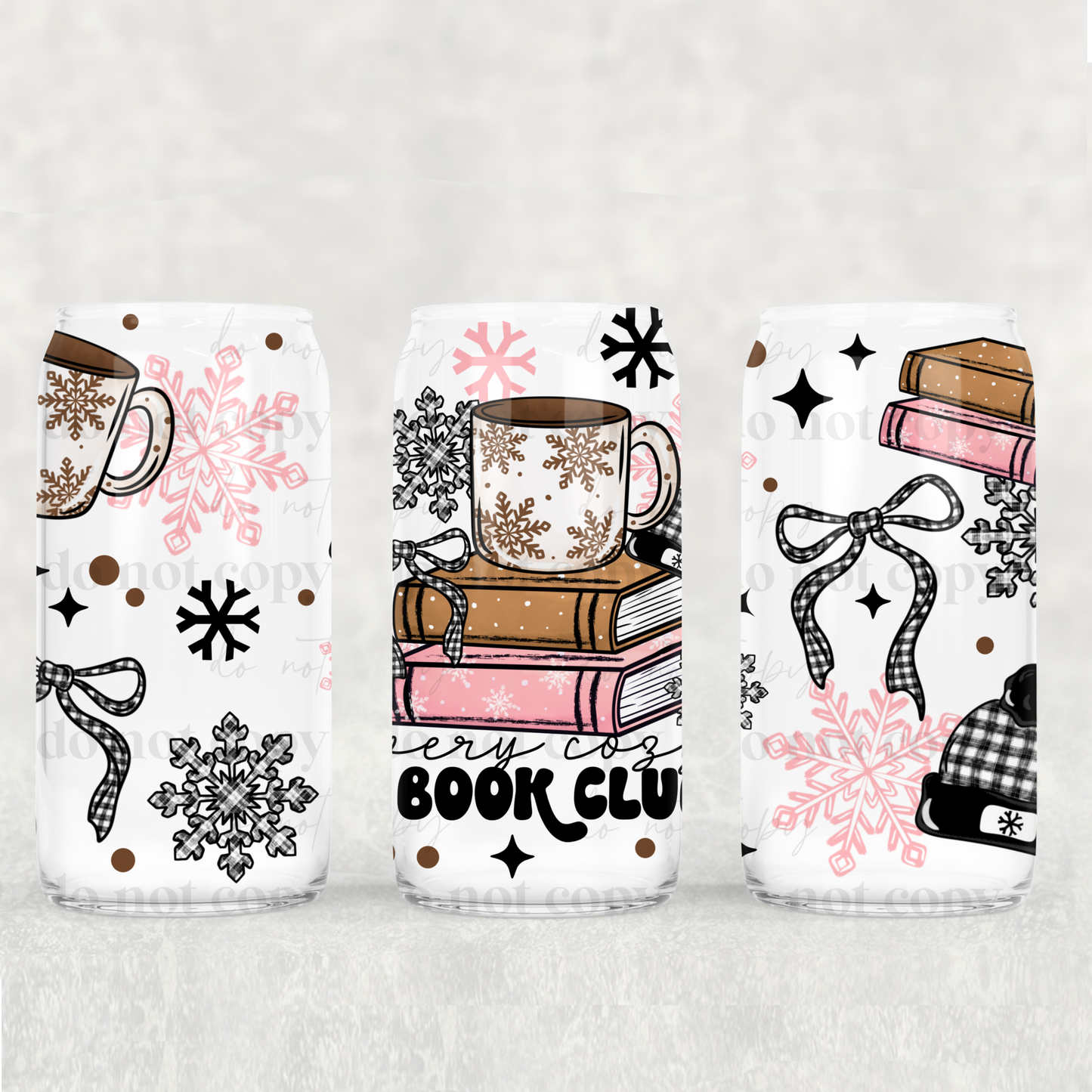 Very Cozy Book Club Libbey 16 Oz Transfer