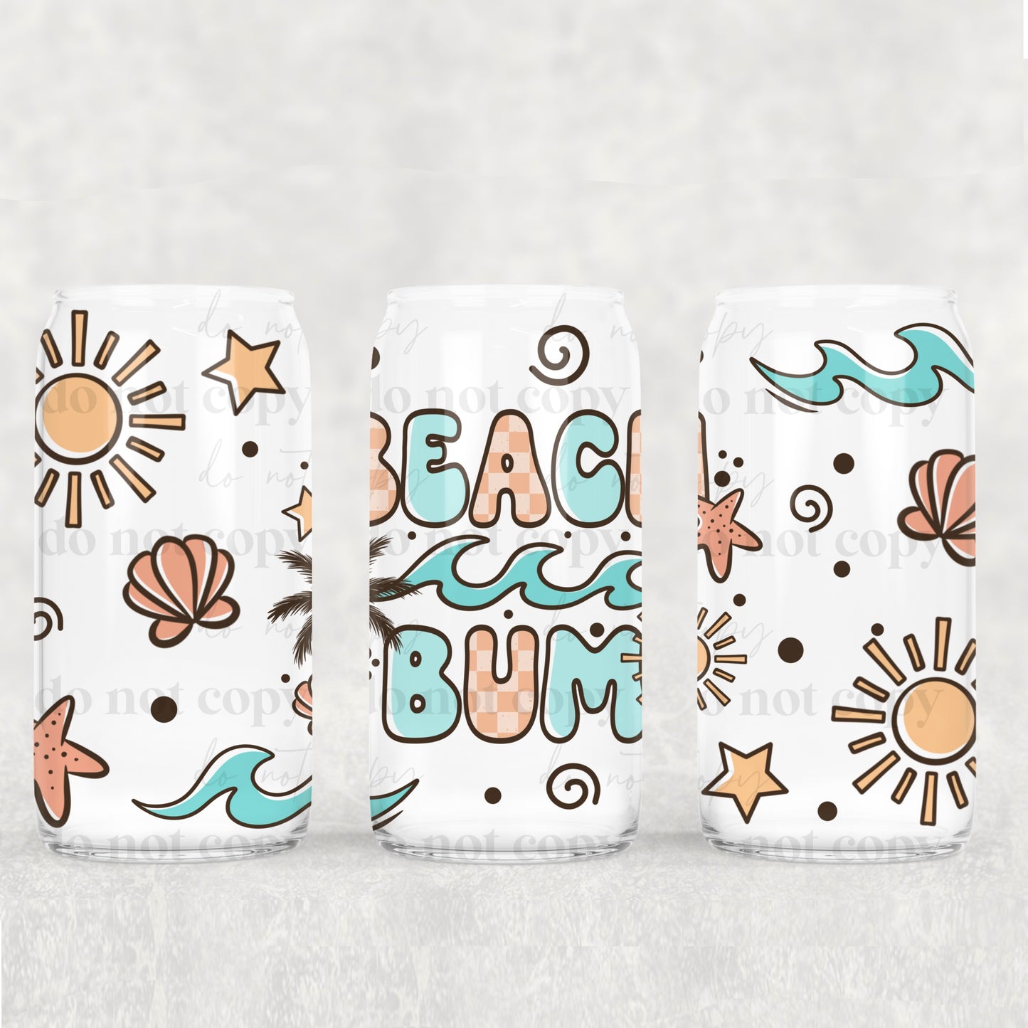 Beach Bum 16oz Libbey Wrap Transfer