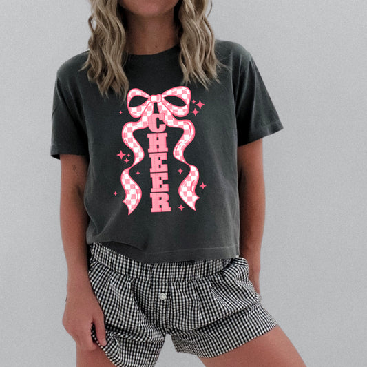 Cheer Checker Coquette Bow Transfer