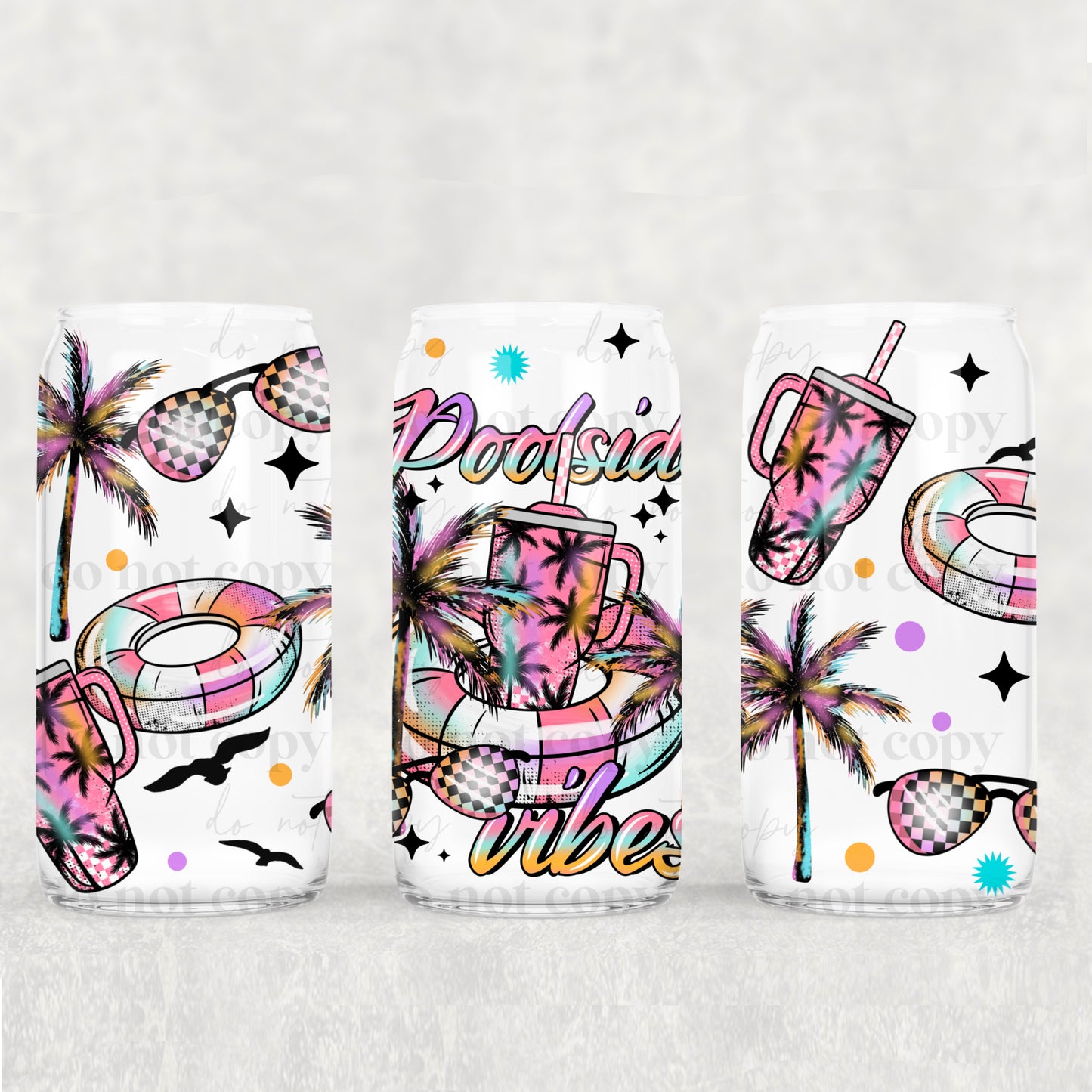 Poolside Vibes 16oz Libbey Wrap Transfer