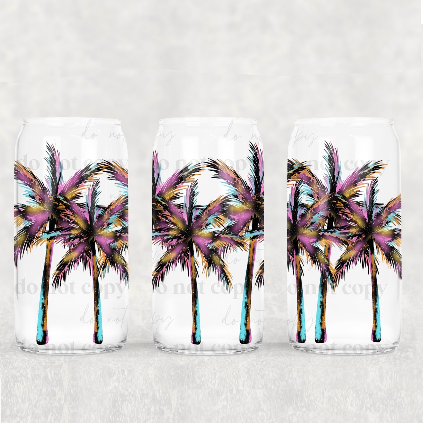 Rainbow Palms 16oz Libbey Wrap Transfer