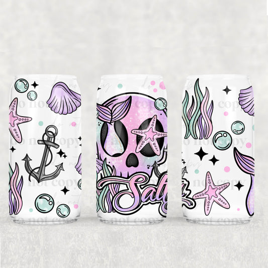 Salty Mermaid Skellie 16oz Libbey Wrap Transfer