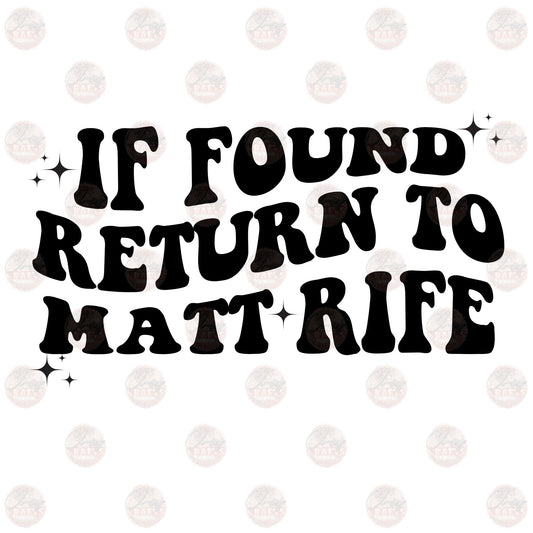 If Found Return - Sublimation Transfer