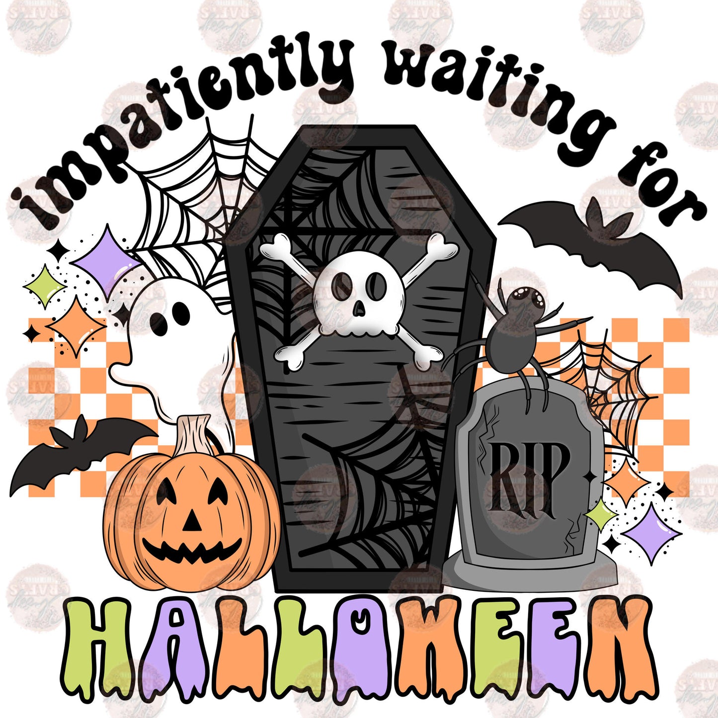 Impatiently Waiting For Halloween checkered Transfer
