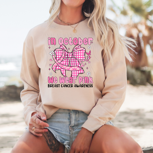 In October Checkered Bow Transfer