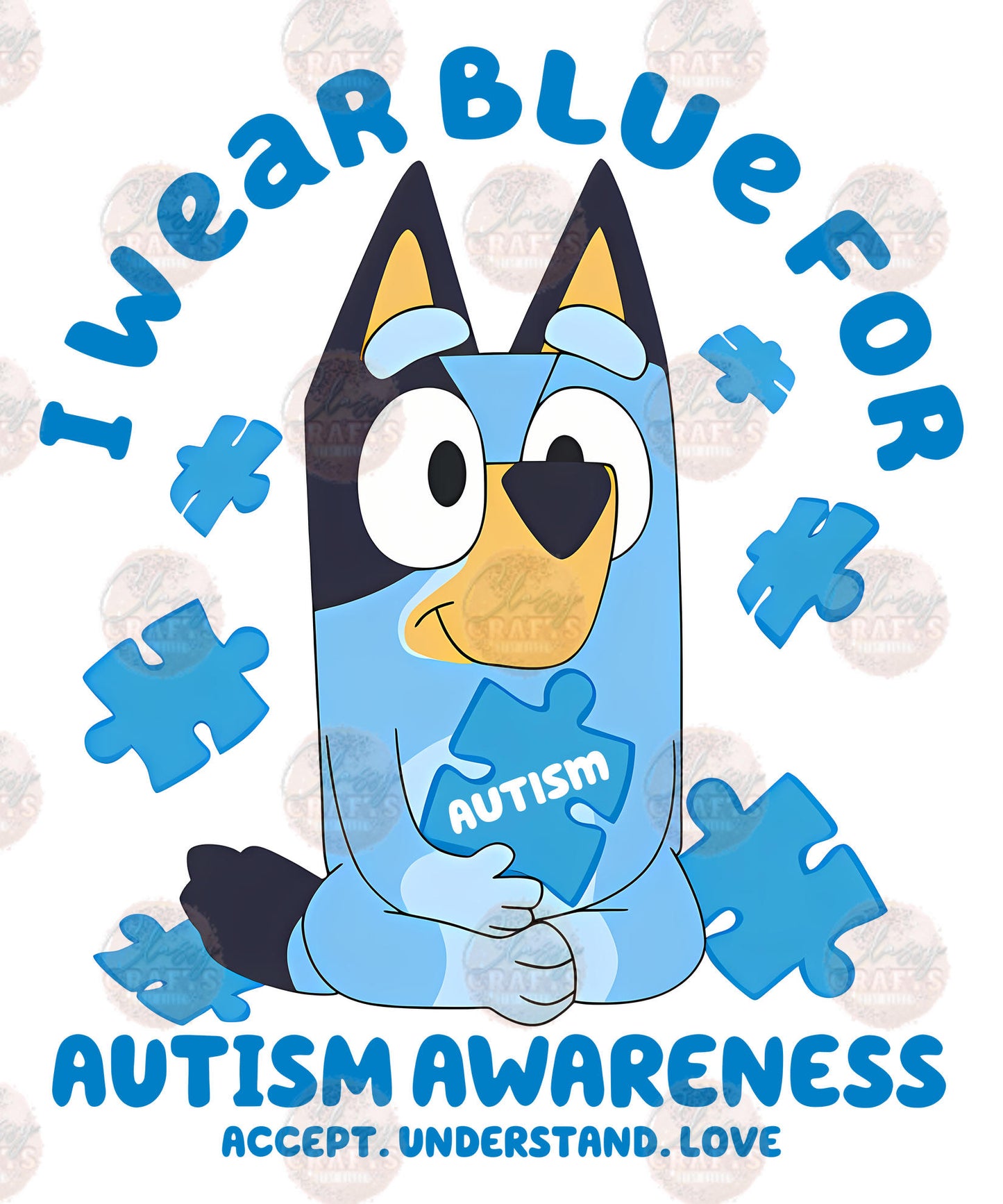 I Wear Blue For Autism Transfer