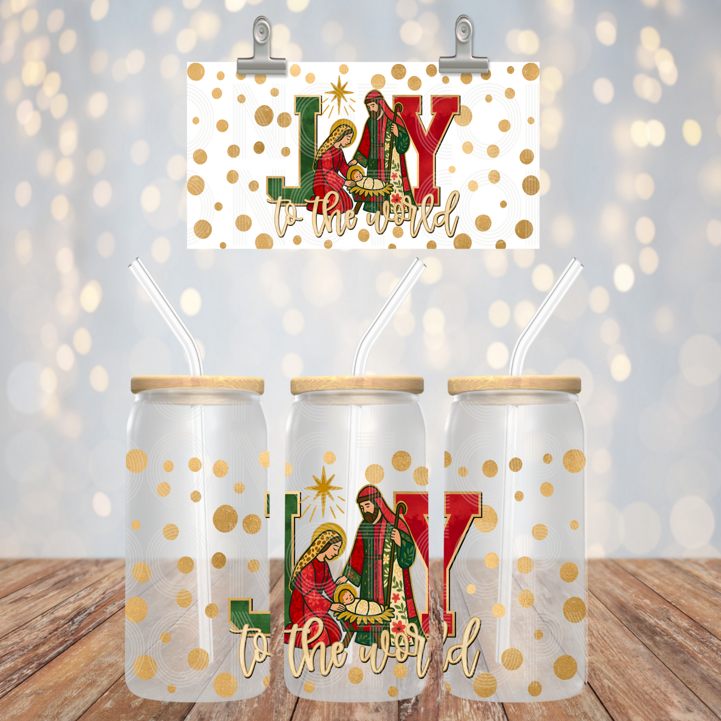 Joy To The World Libbey 16 Oz Transfer