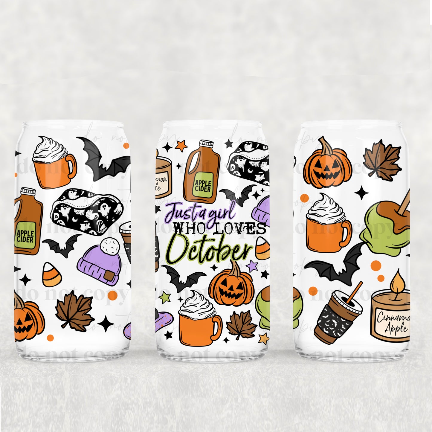 Just A Girl Who Love Oct 16oz Libbey Wrap Transfer